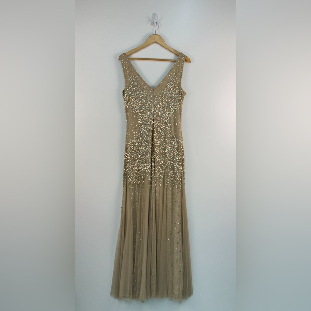 Gold/tan Adrianna Papell mermaid gown Size 10 - Picture 4 of 9